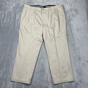 Dockers Classic Fit Pants Mens 42x30 Khaki Flex Comfort Pleated Straight Leg